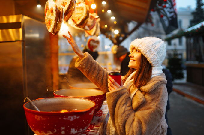 Guest enjoying a winter stroll through the Christmas market