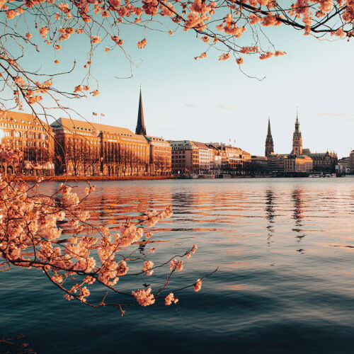 Hamburg in spring on the Inner Alster
