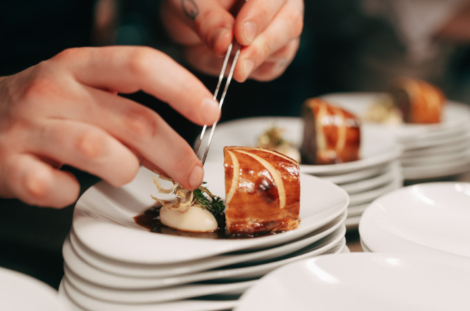 A dish from the Haerlins*** restaurant being prepared for serving